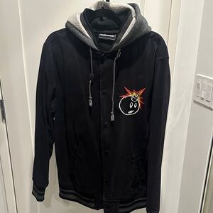 The Hundreds Black and Gray Bomber Jacket